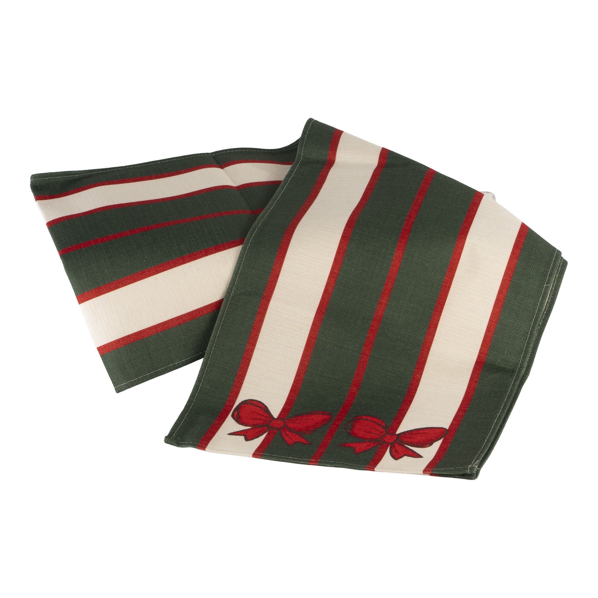 Deluxe Red Bow Striped Table Runner - Seasonal Decor
