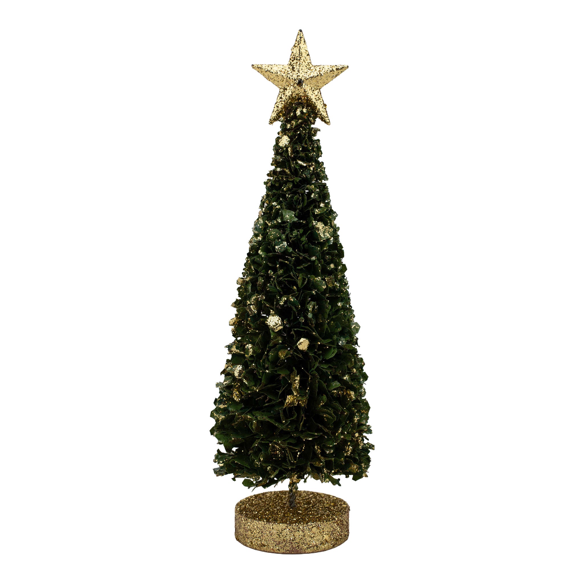 25cm Green Gold Star Tree - Seasonal Decor