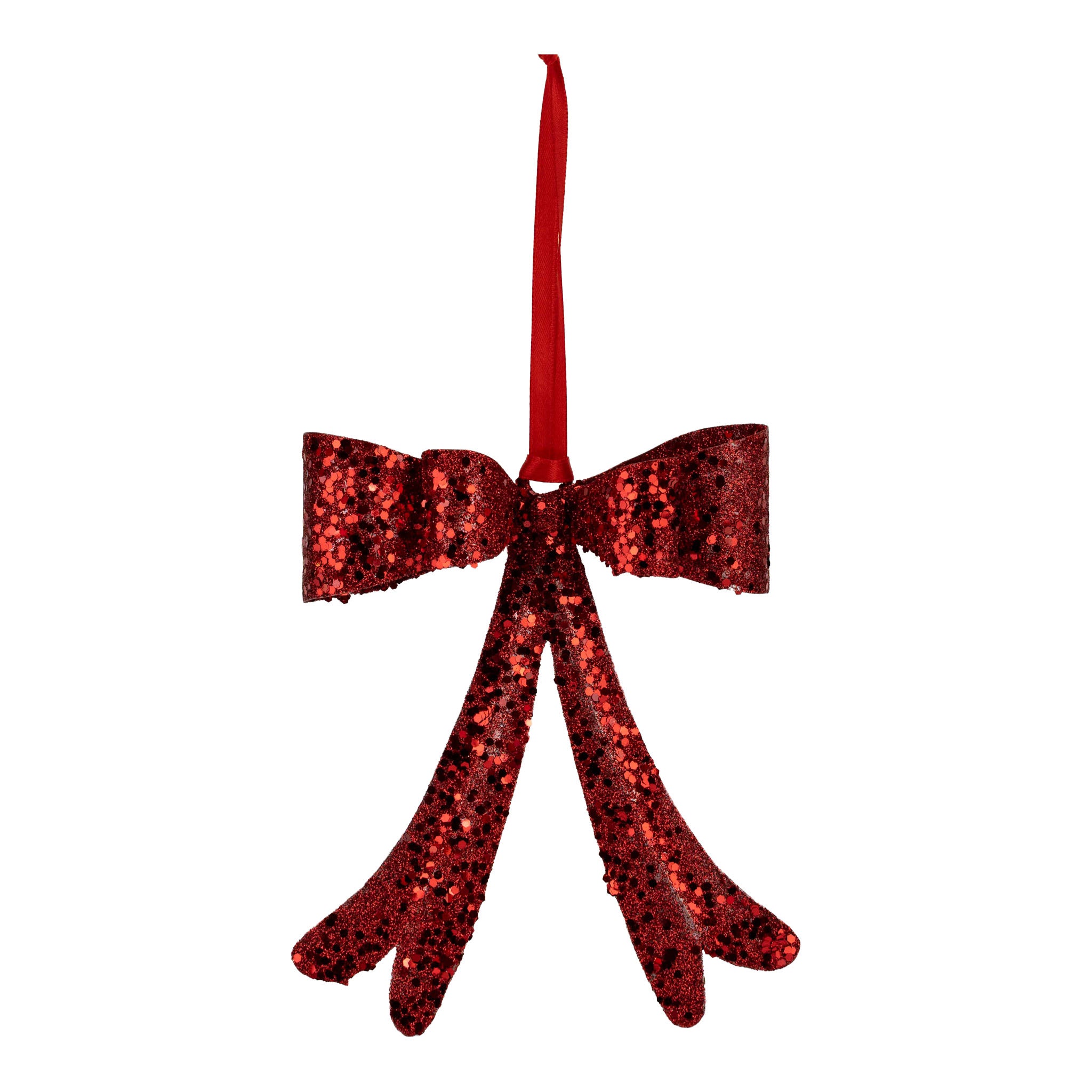 17cm Red Double Bow Hanging - Seasonal Decor