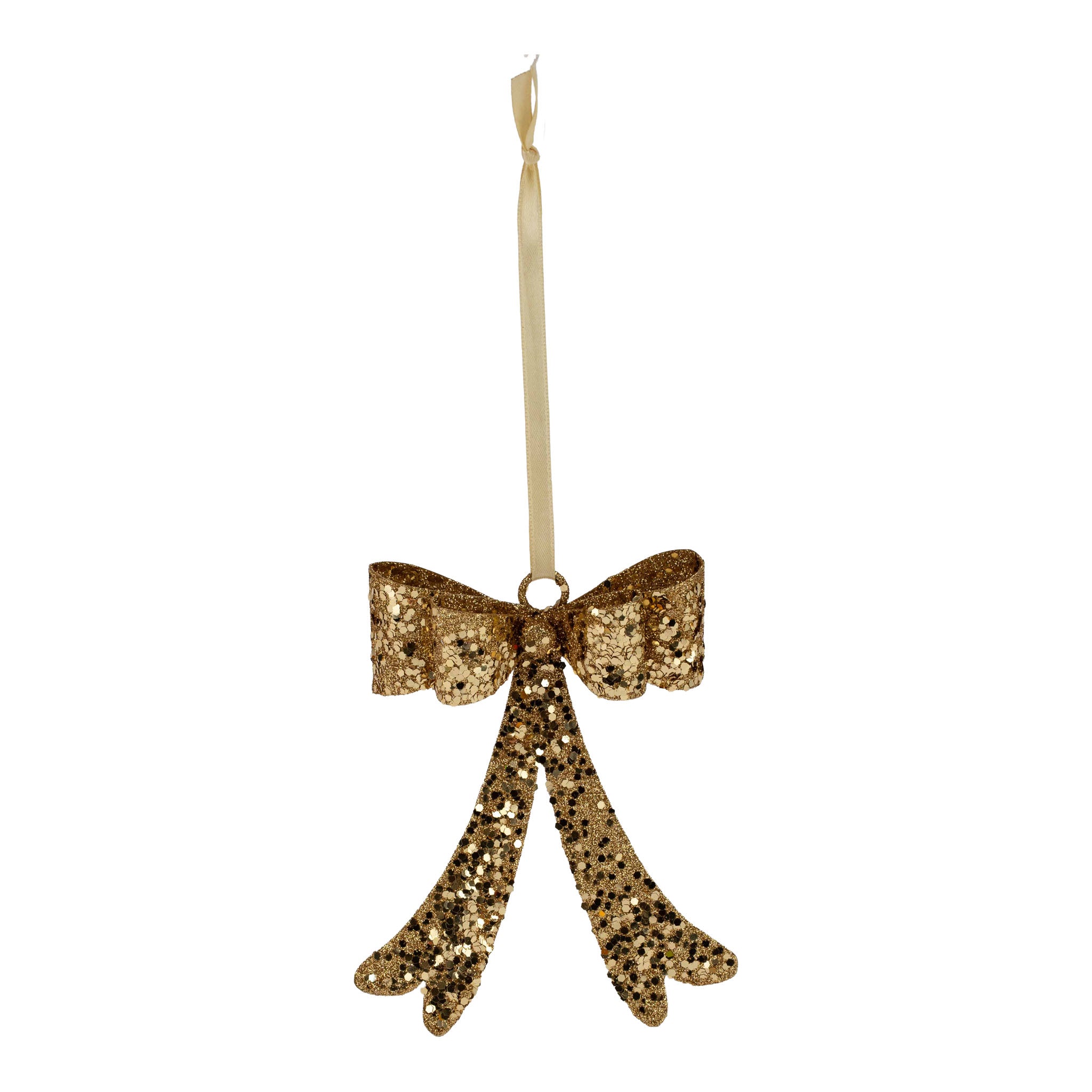 12cm Gold Double Bow Hanging - Seasonal Decor