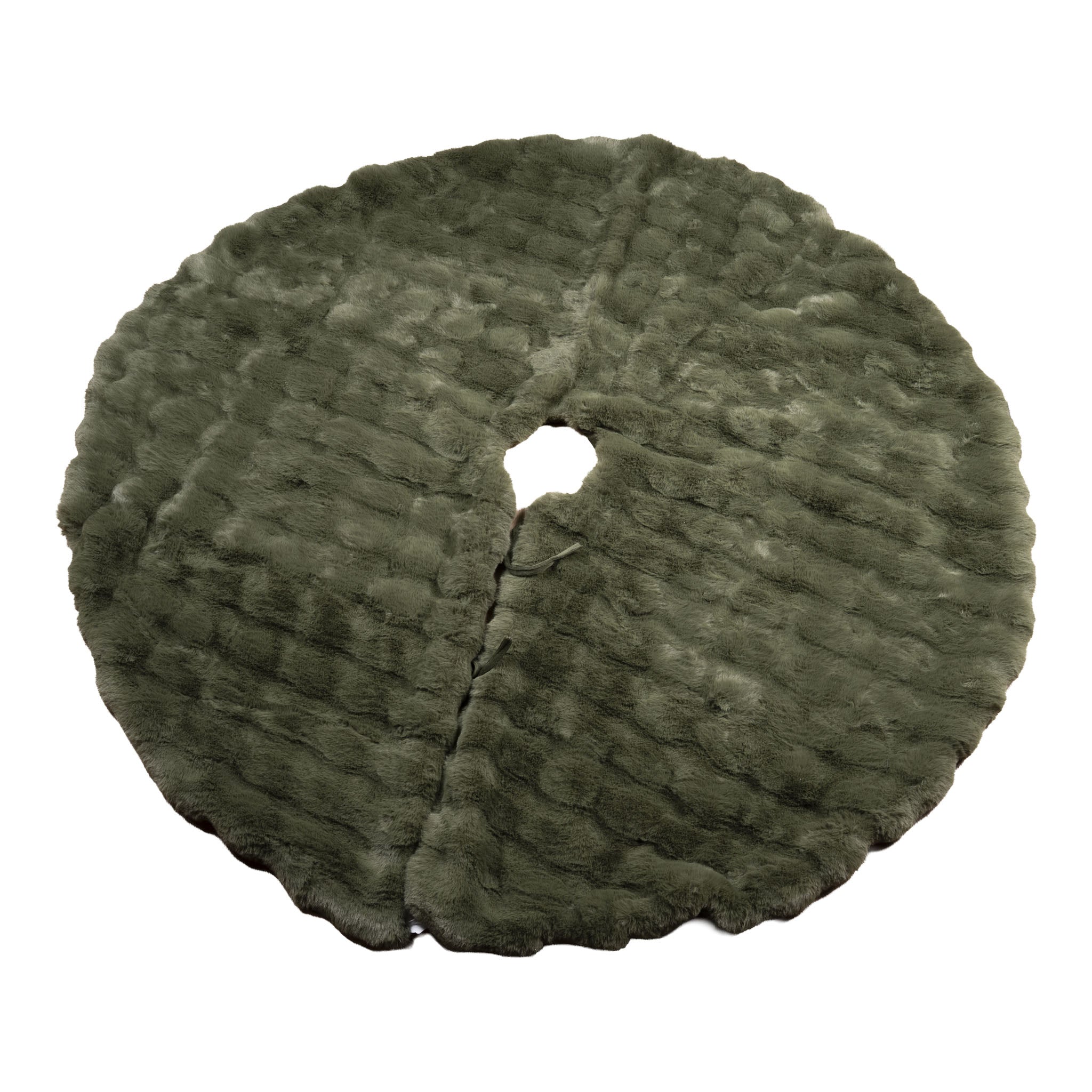 150cm Olive Faux Fur Tree Skirt - Seasonal Decor