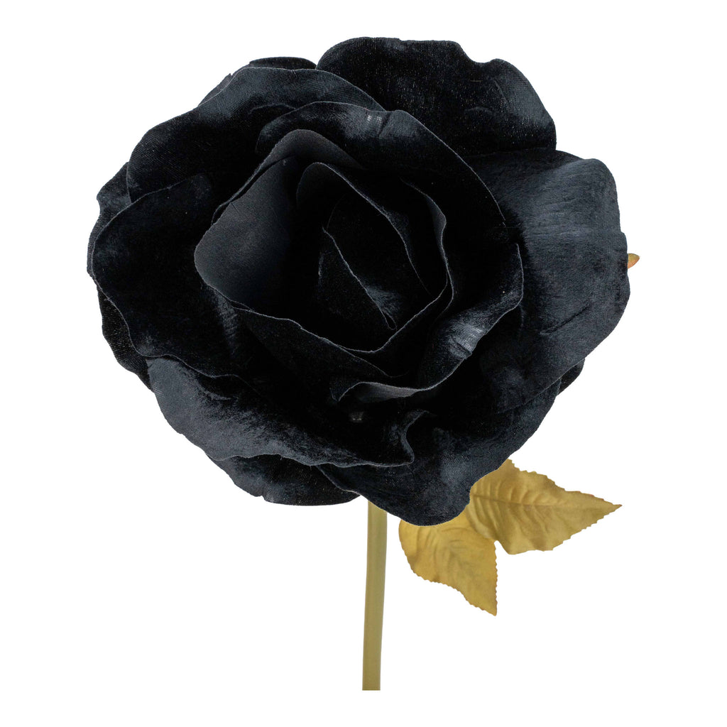 25cm Black Rose Large - Seasonal Decor