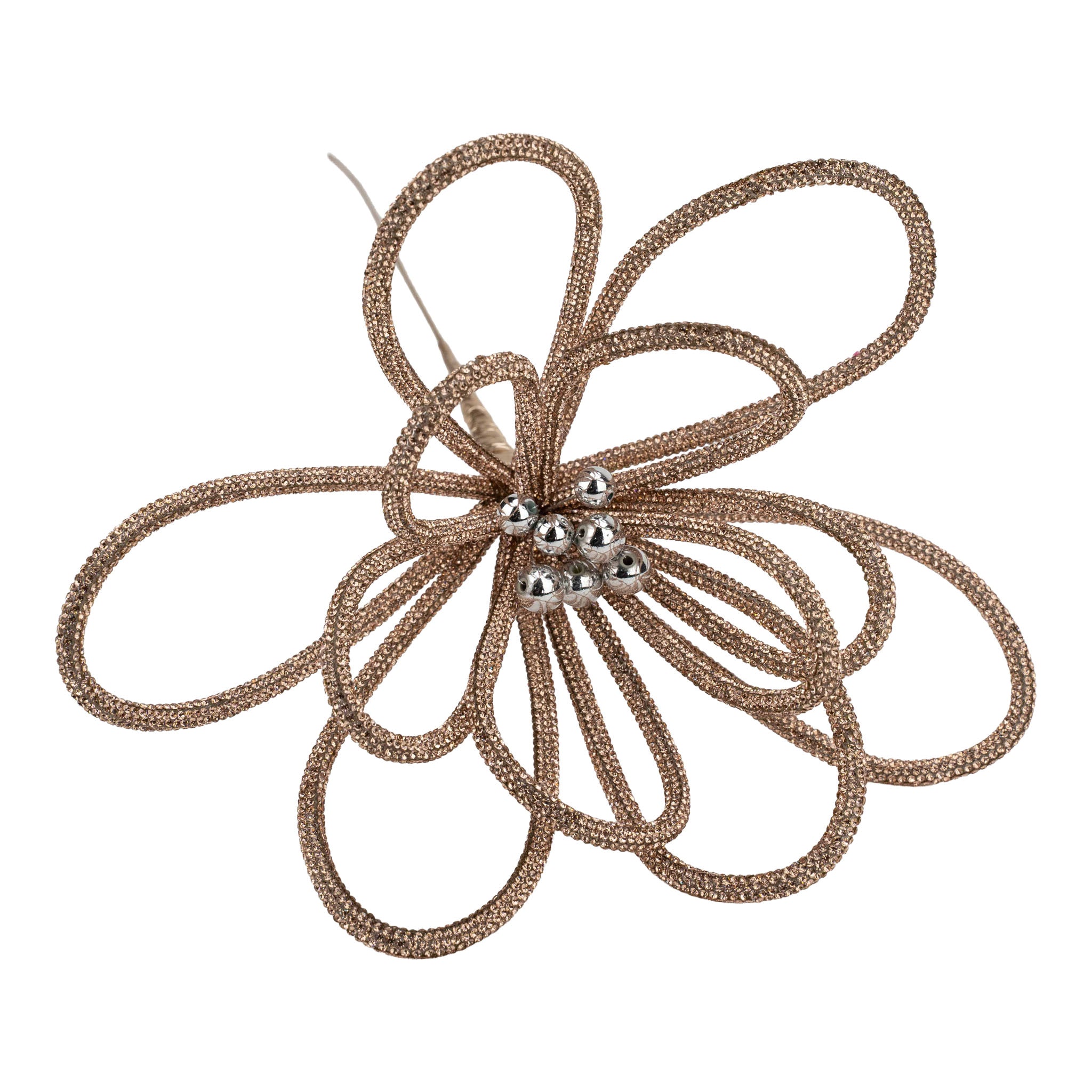 58cm Gold Beaded Hollow Flowers - Seasonal Decor