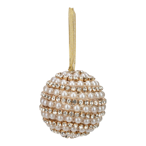 8cm Pearl Swirl Ball Hanging - Seasonal Decor
