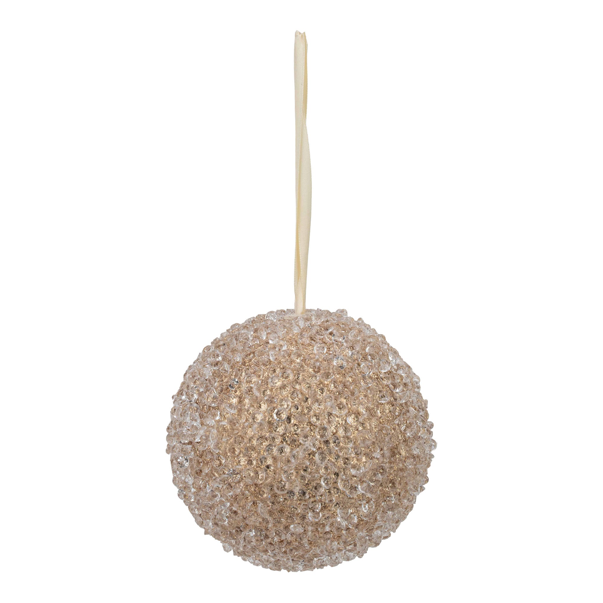 12cm Encrusted Gold Ball Hanging - Seasonal Decor