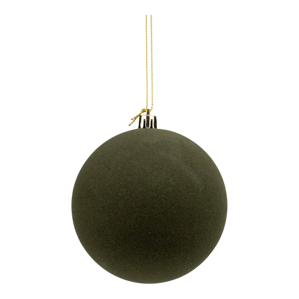 10cm Ball Set 4 Earthy Mocha Flocked - Seasonal Decor