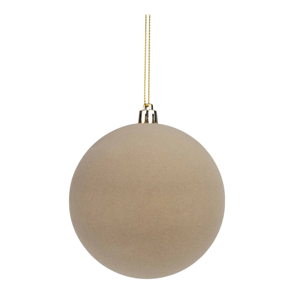 10cm Ball Set 4 Earthy Mocha Flocked - Seasonal Decor