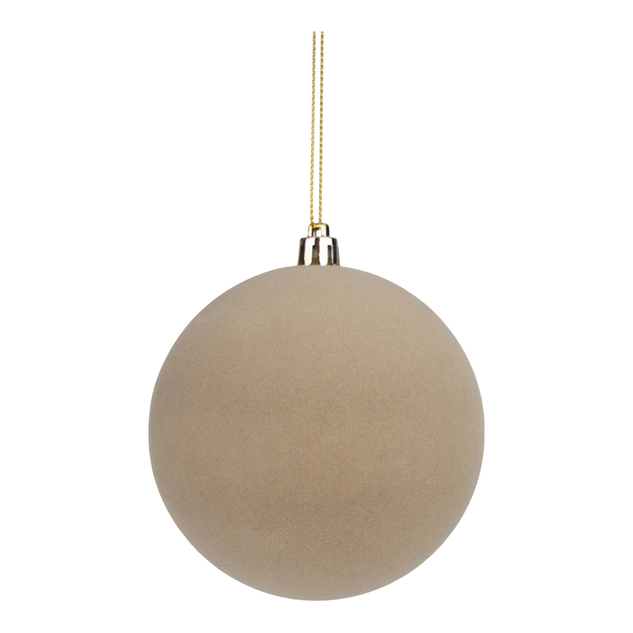 10cm Ball Set 4 Earthy Mocha Flocked - Seasonal Decor