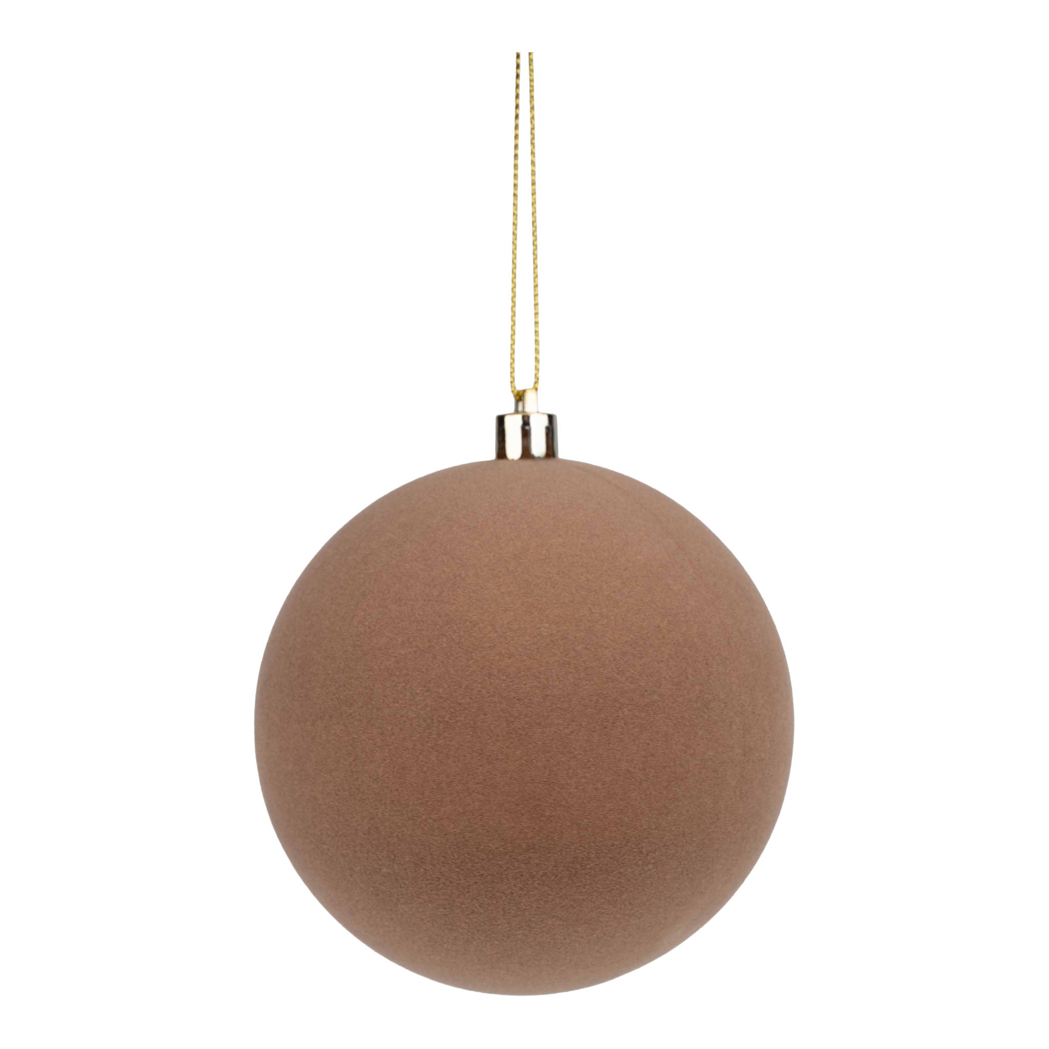 10cm Ball Set 4 Earthy Mocha Flocked - Seasonal Decor