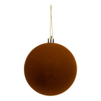 10cm Ball Set 4 Earthy Mocha Flocked - Seasonal Decor