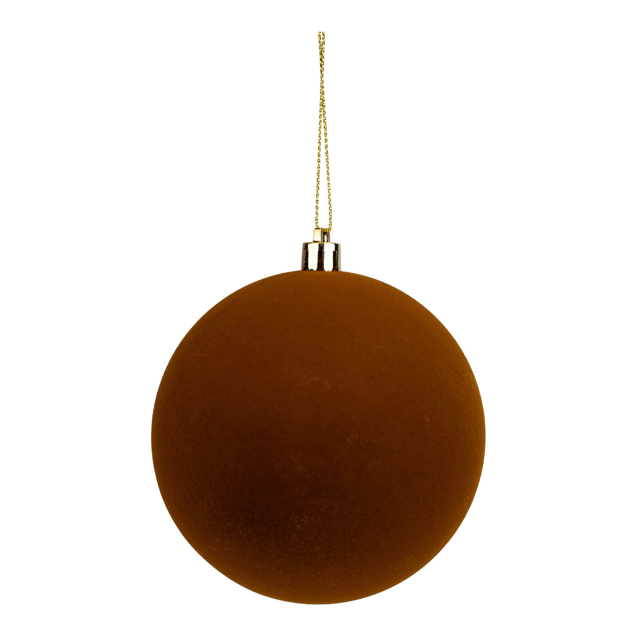 10cm Ball Set 4 Earthy Mocha Flocked - Seasonal Decor
