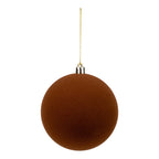 10cm Ball Set of 6 Autumnal Flocked - Seasonal Decor
