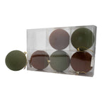 10cm Ball Set of 6 Autumnal Flocked - Seasonal Decor
