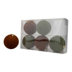 10cm Ball Set of 6 Autumnal Flocked - Seasonal Decor