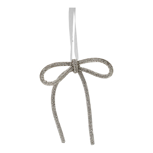 18cm Silver Rope Bow - Seasonal Decor