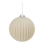 15cm Set of 2 Lined Flocked Ivory Ball - Seasonal Decor