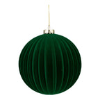 15cm Set of 2 Lined Flocked Green Ball - Seasonal Decor