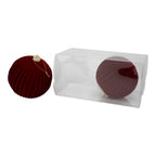 15cm Set of 2 Lined Flocked Burgundy Ball - Seasonal Decor