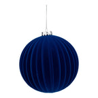 15cm Set of 2 Lined Flocked Royal Blue Ball - Seasonal Decor
