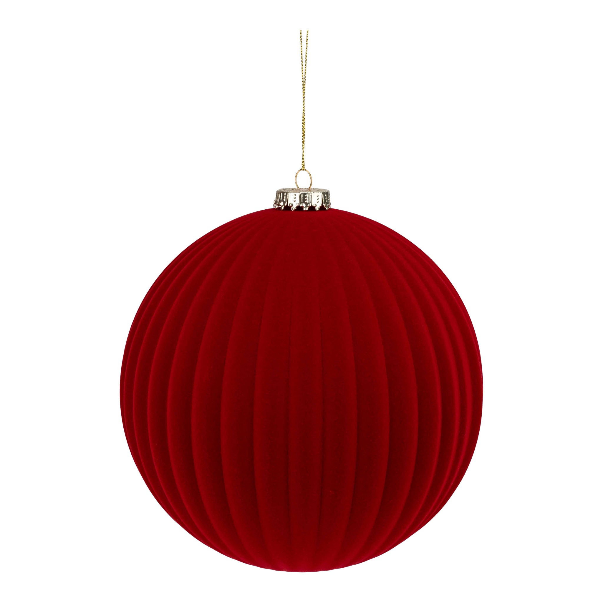 20cm Lined Flocked Red Ball - Seasonal Decor