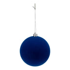 10cm Set of 6 Flocked Royal Blue Ball - Seasonal Decor