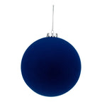 15cm Set of 2 Flocked Royal Blue Ball - Seasonal Decor