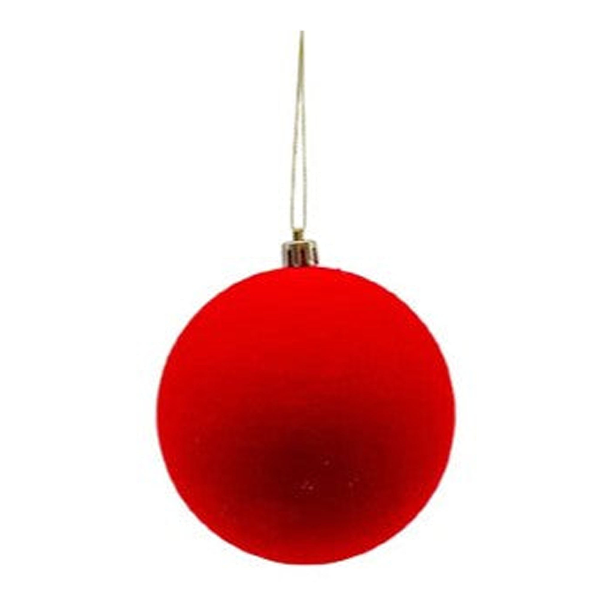 10cm Set of 6 Flocked Red Ball - Seasonal Decor