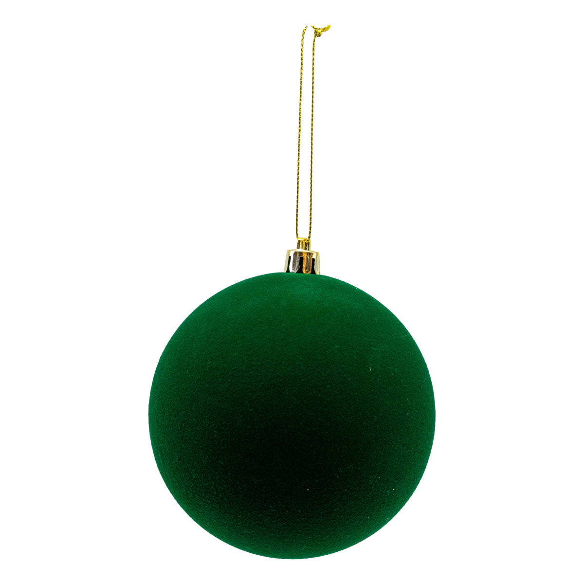 10cm Set of 6 Flocked Green Ball - Seasonal Decor
