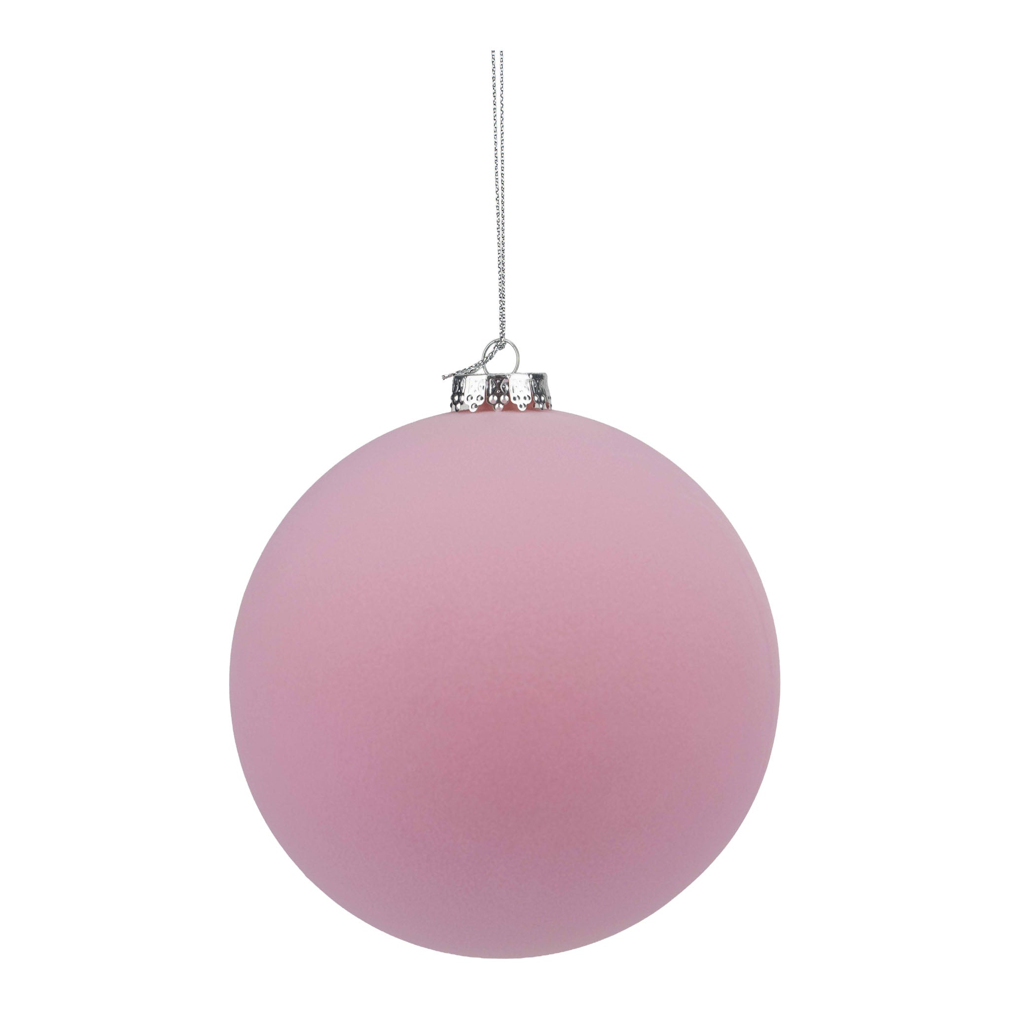 15cm Set of 2 Flocked Musk Pink Ball - Seasonal Decor