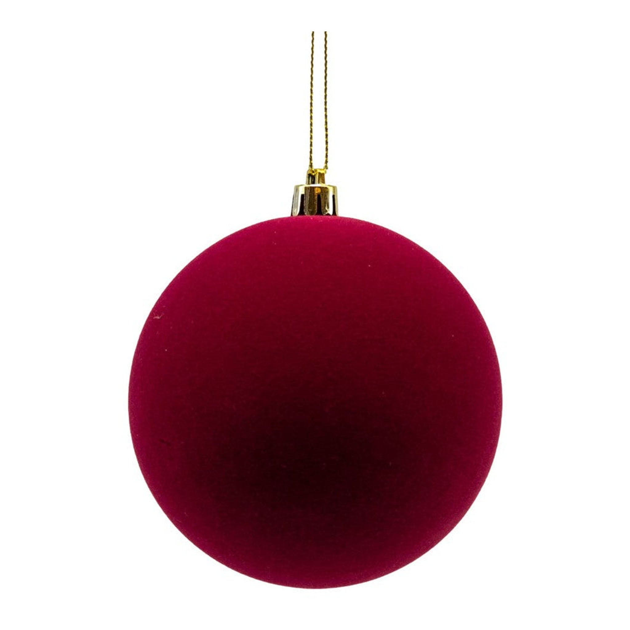 15cm Set of 2 Flocked Burgundy Ball - Seasonal Decor