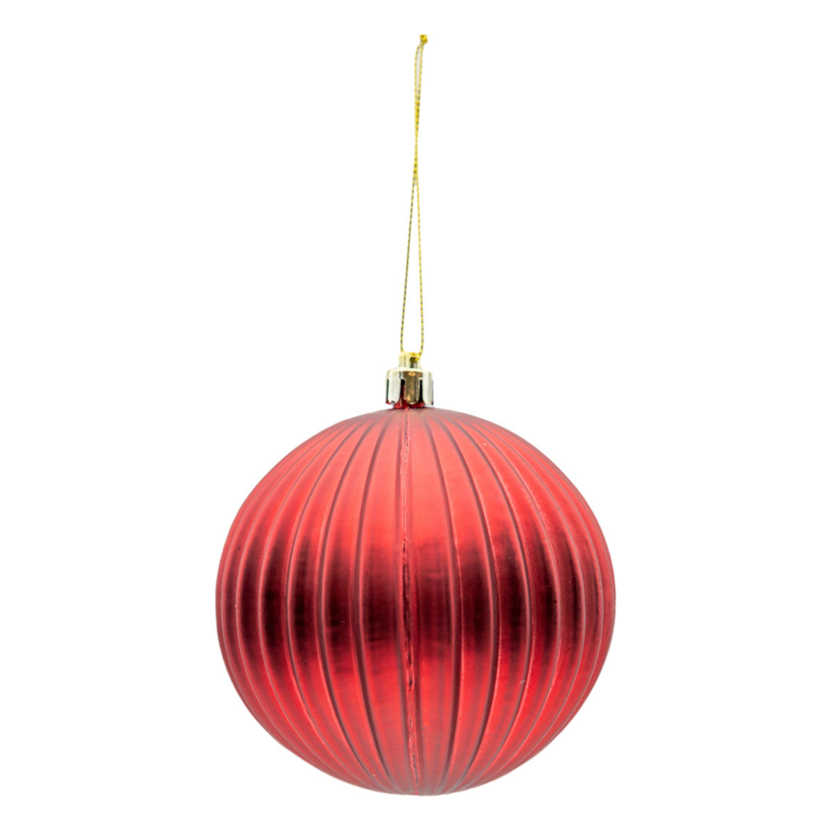 10cm Set of 6 Lined Red Ball - Seasonal Decor