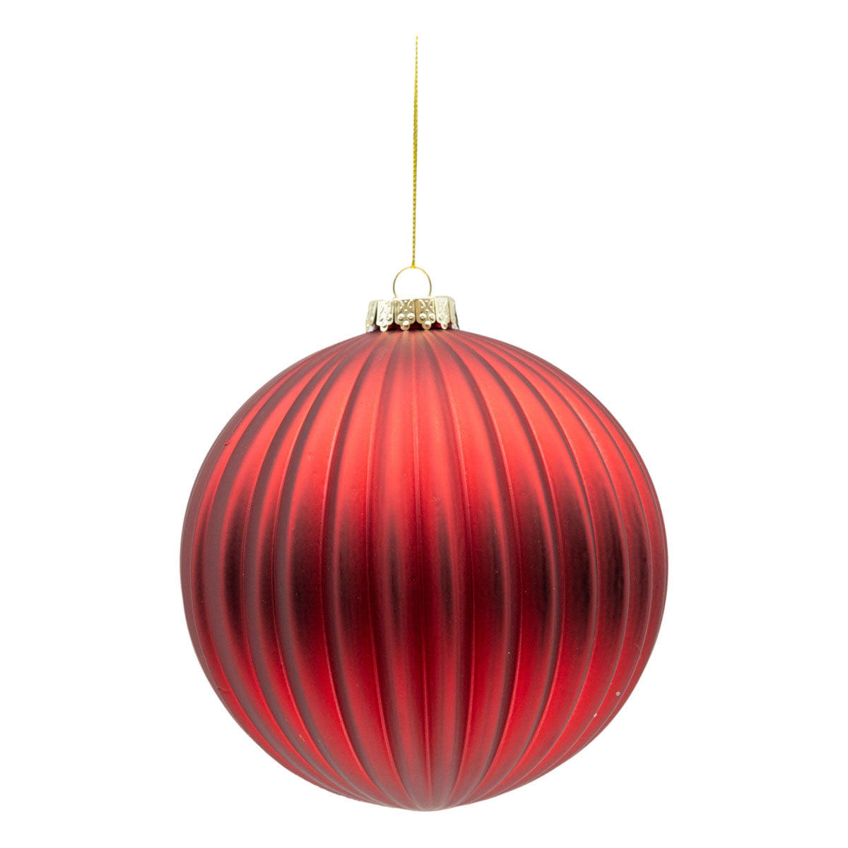 15cm Set of 2 Lined Red Ball - Seasonal Decor