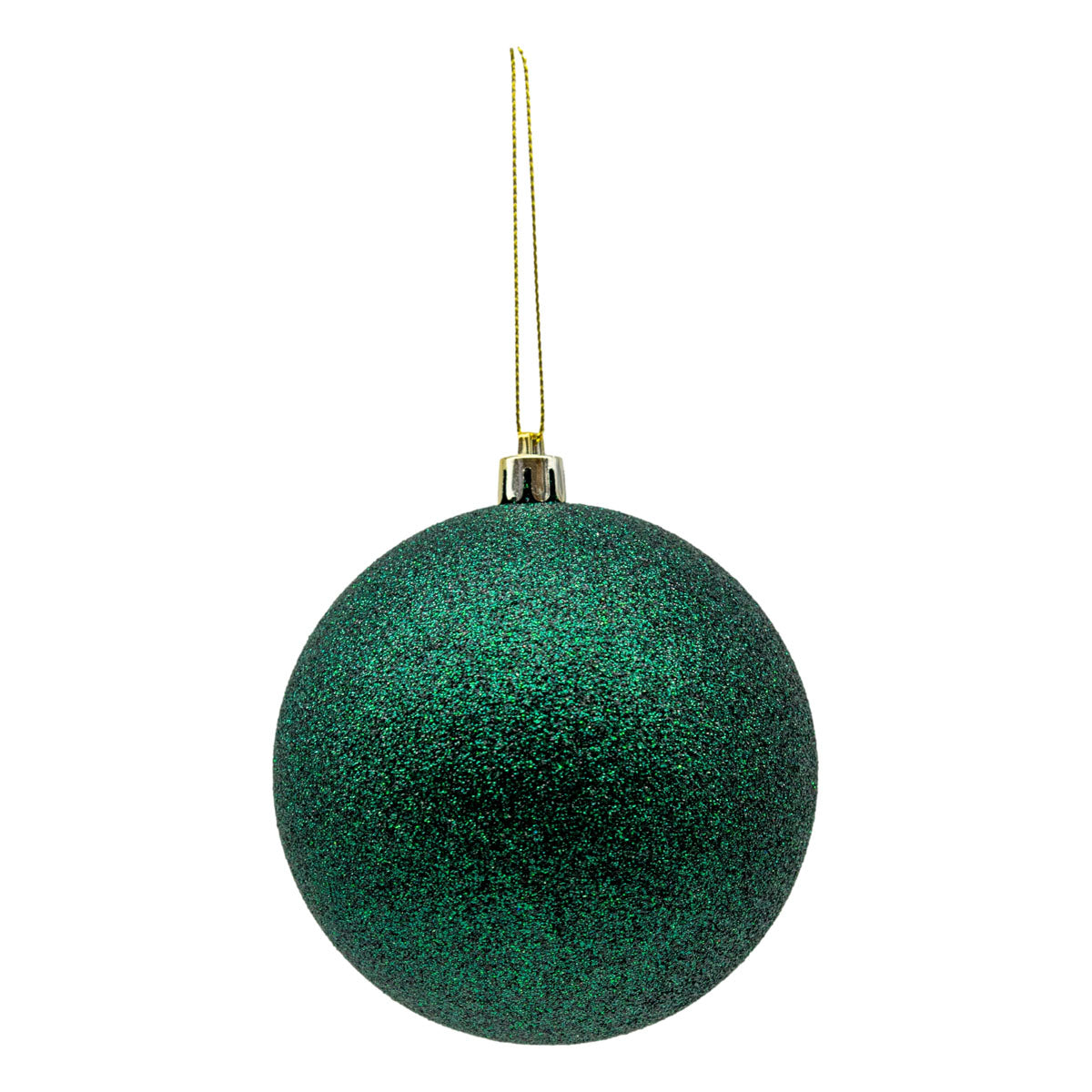 10cm Set of 6 Glitter Green Ball - Seasonal Decor