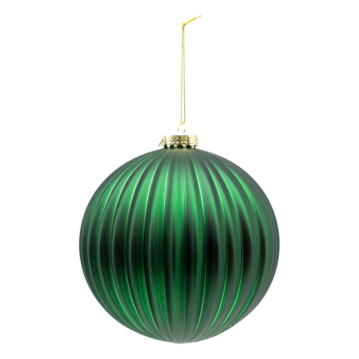 15cm Set of 2 Lined Green Ball - Seasonal Decor