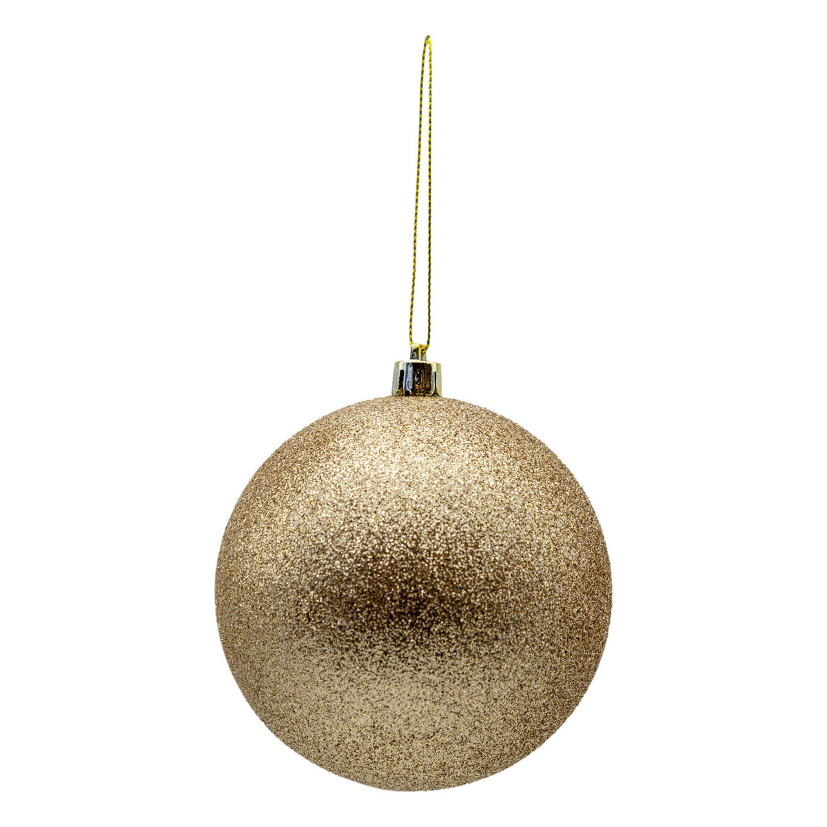 10cm Set of 6 Glitter Champagne Ball - Seasonal Decor