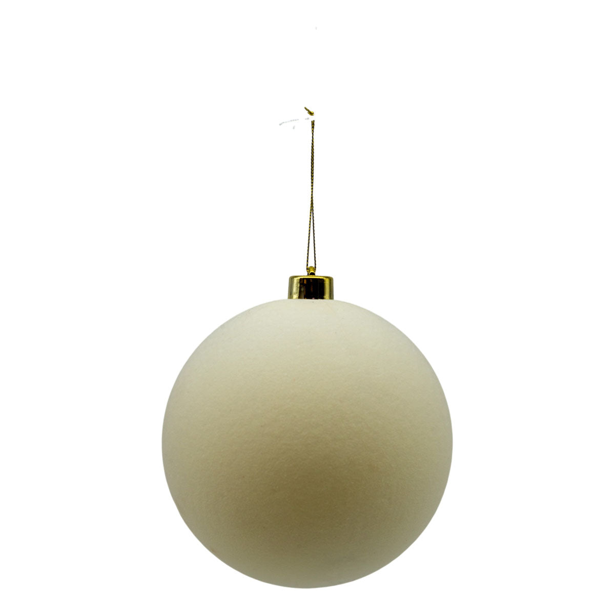 10cm Set of 6 Flocked Ivory Ball - Seasonal Decor