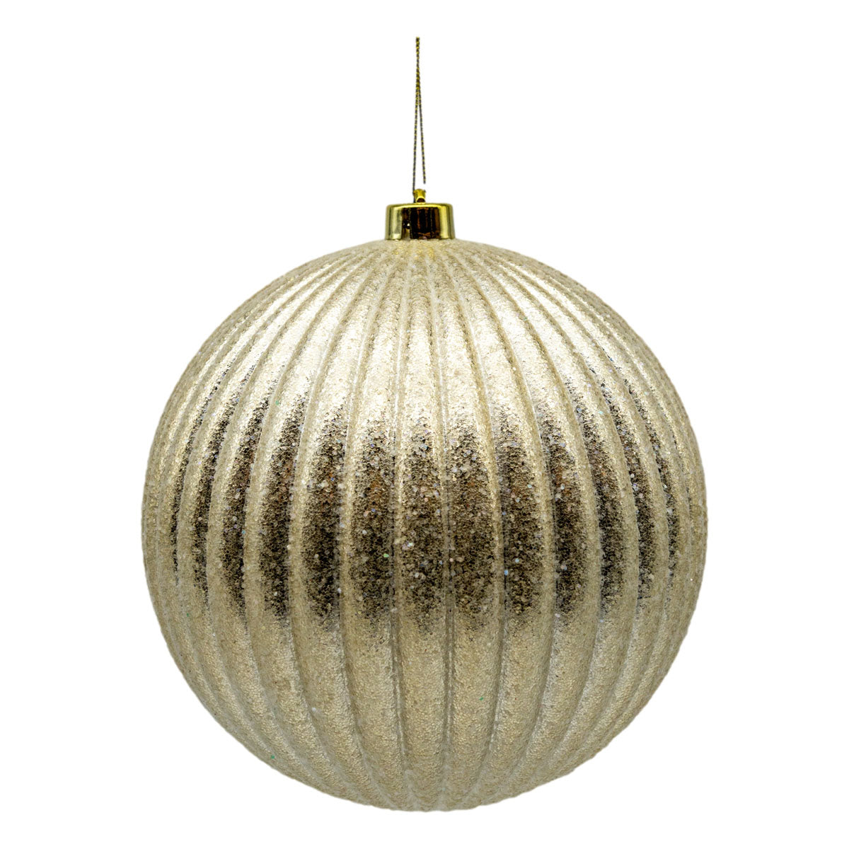 15cm Set of 2 Glitter Champagne Ball - Seasonal Decor