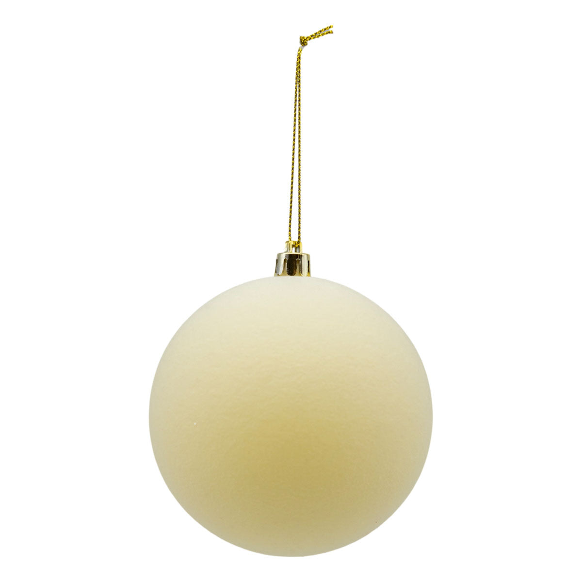 15cm Set of 2 Flocked Ivory Ball - Seasonal Decor