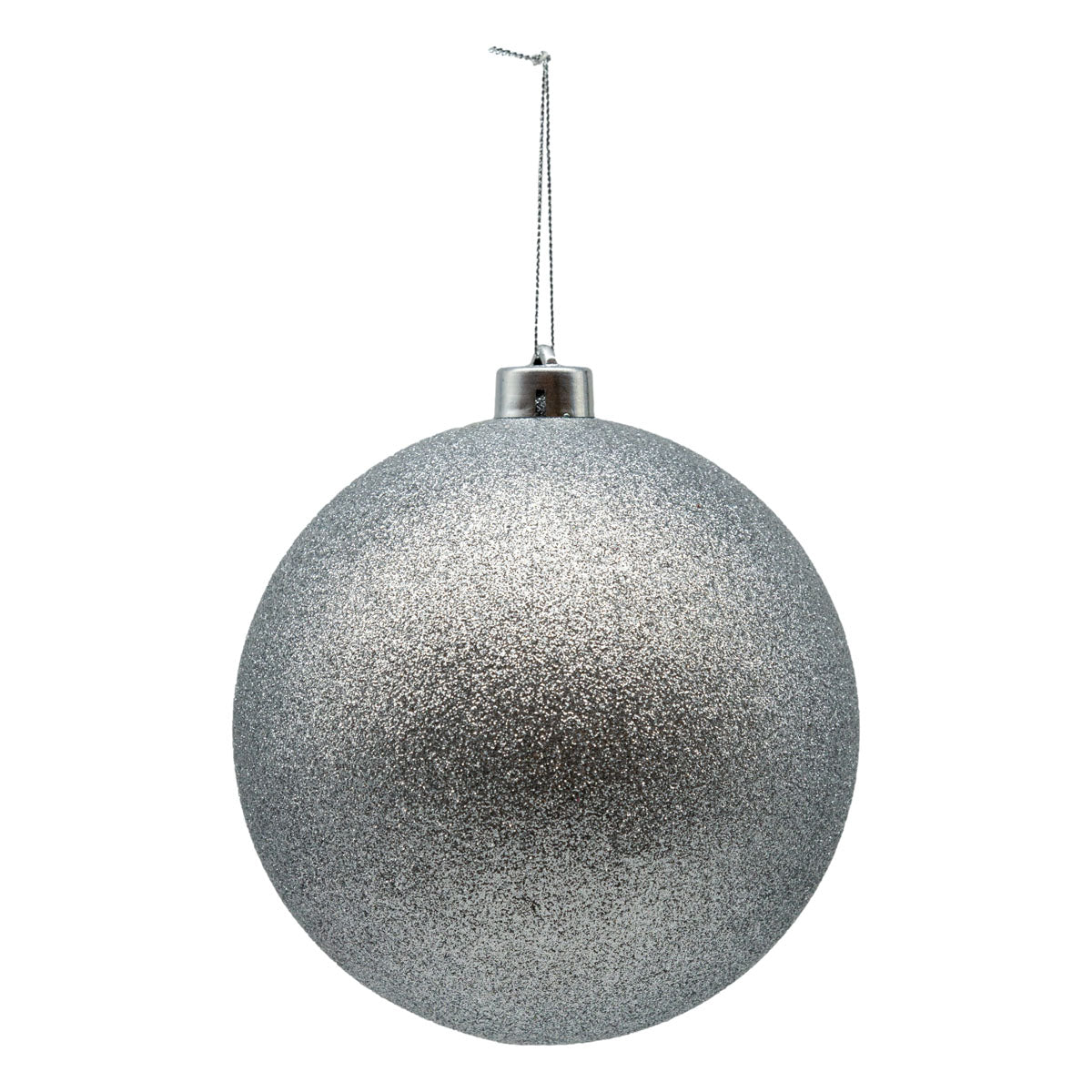 15cm Set of 2 Glitter Silver Ball - Seasonal Decor