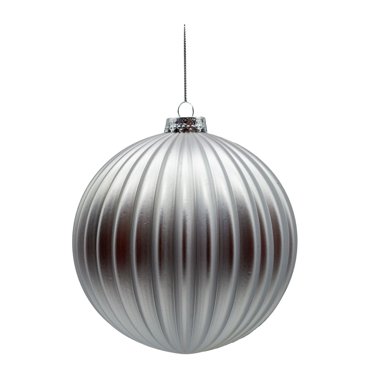 15cm Set of 2 Lined Silver Ball - Seasonal Decor