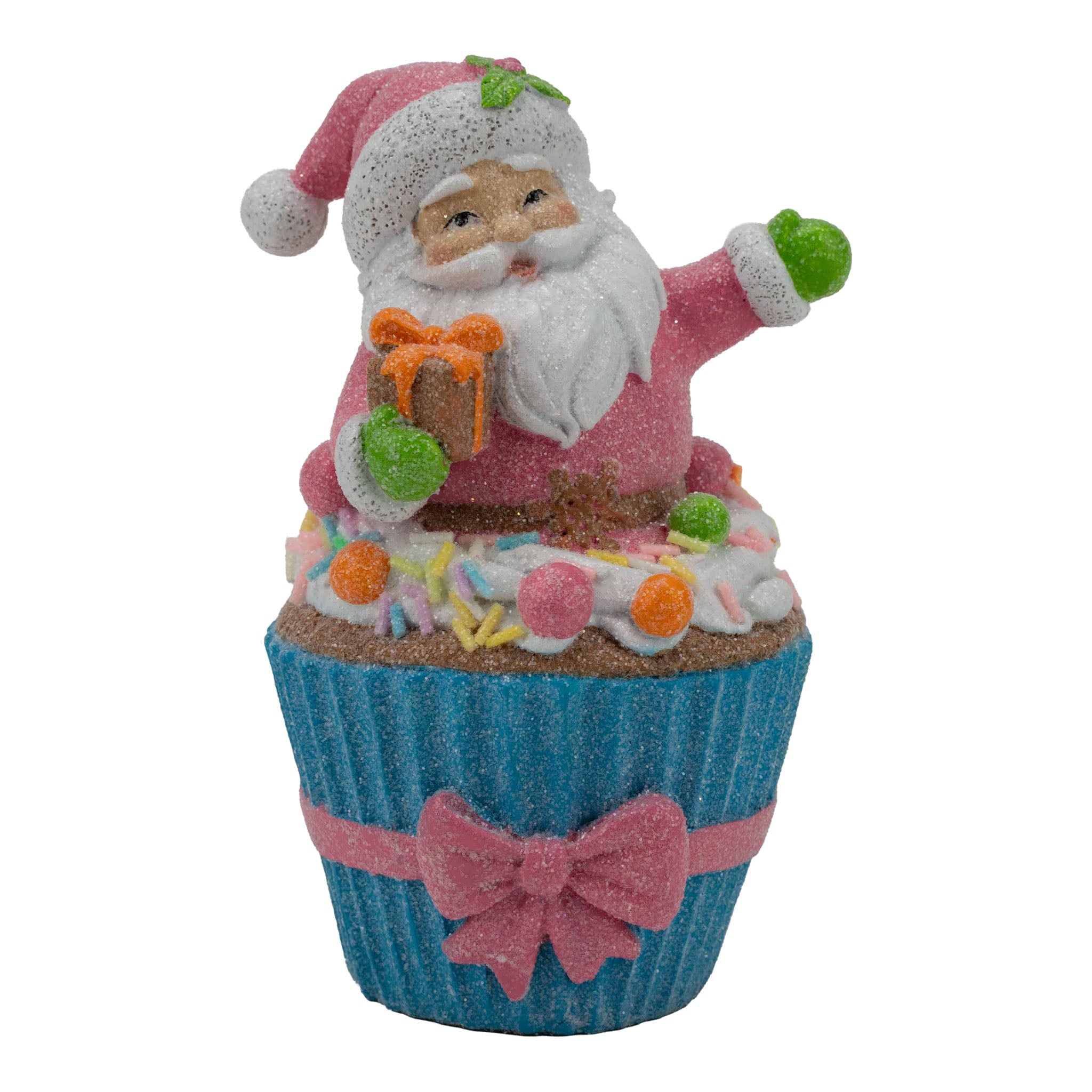15cm Gingerbread Candy Santa Cupcake - Seasonal Decor