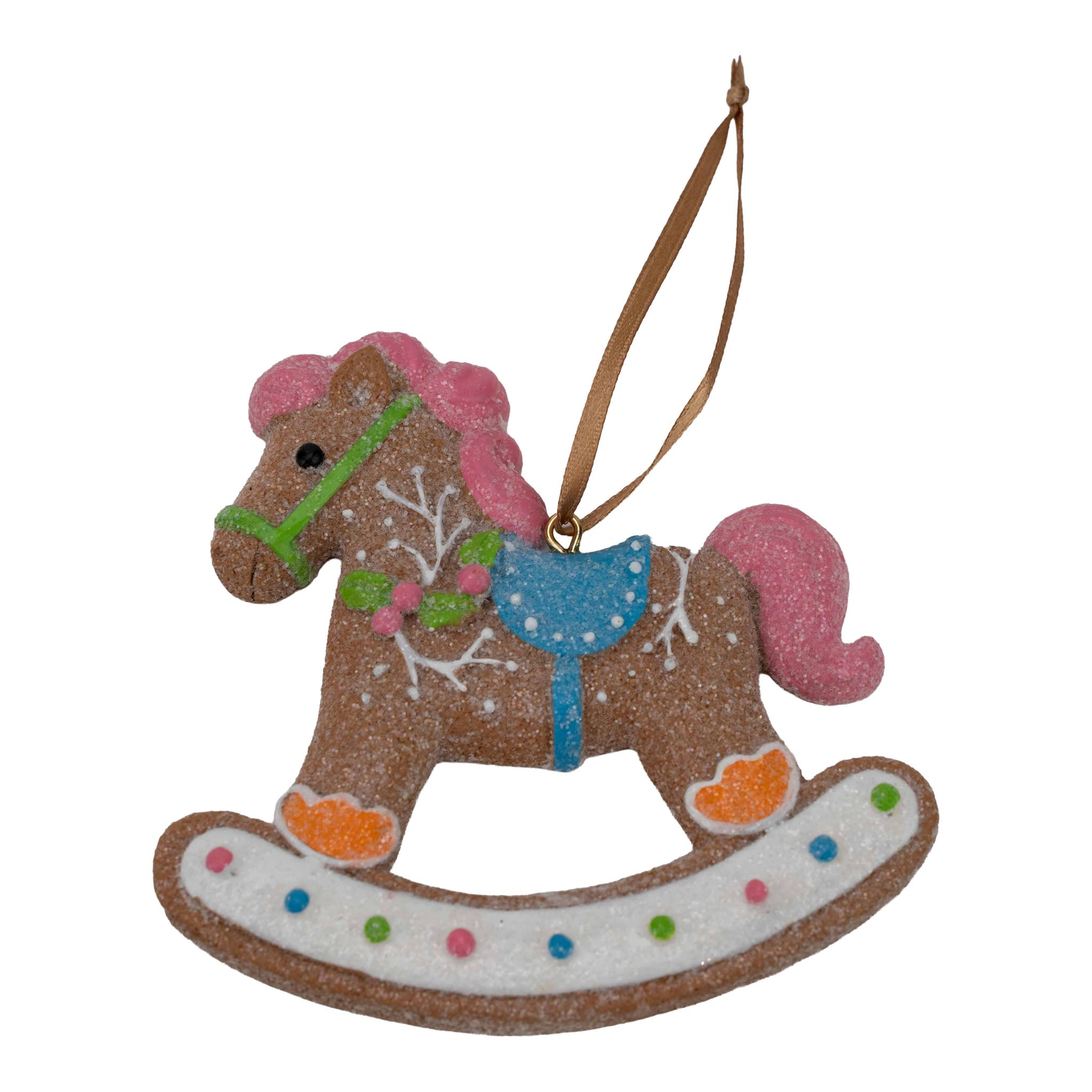 12cm Gingerbread Candy Rocking Horse Hanging - Seasonal Decor