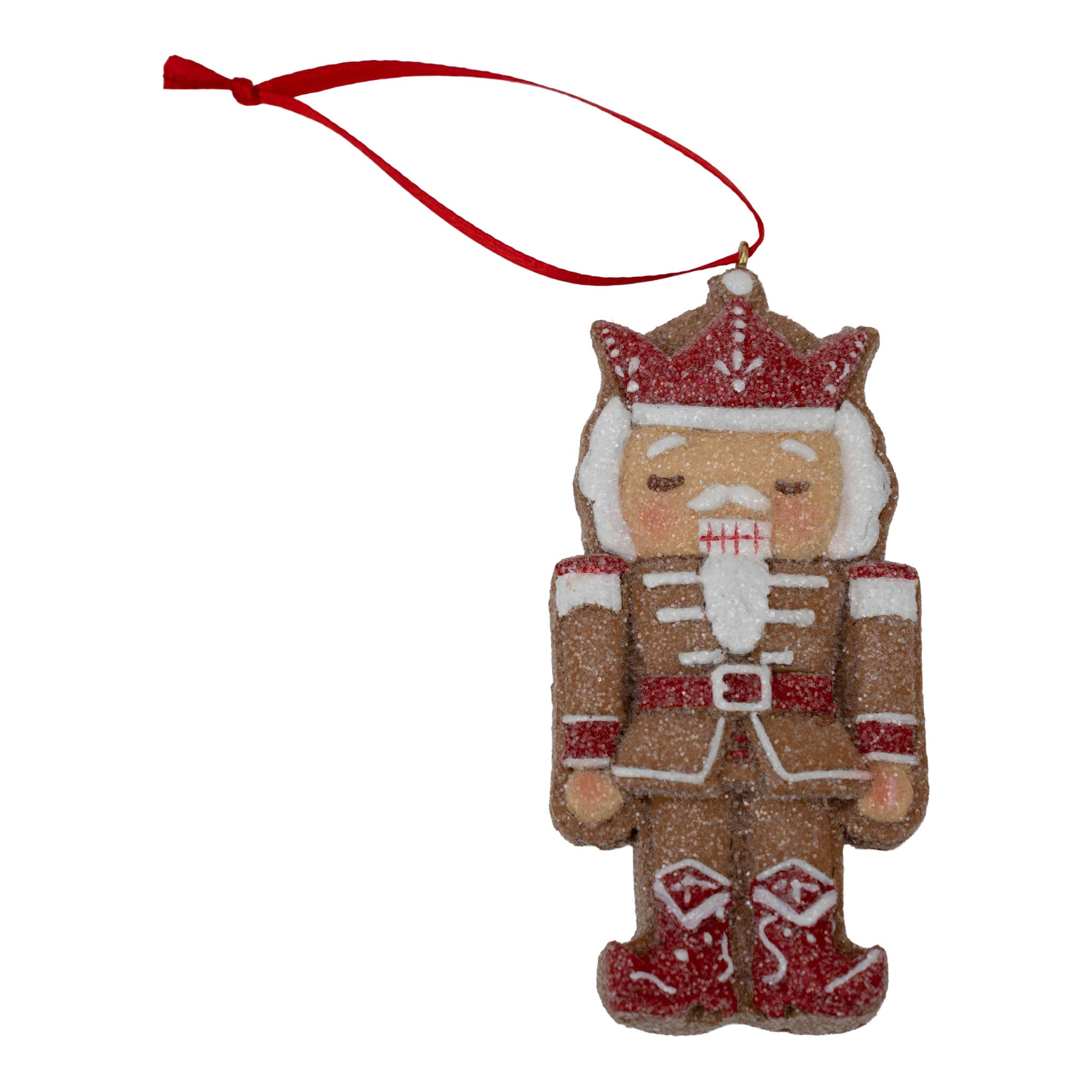 10cm Gingerbread Red White Mr Nutcracker Hanging - Seasonal Decor