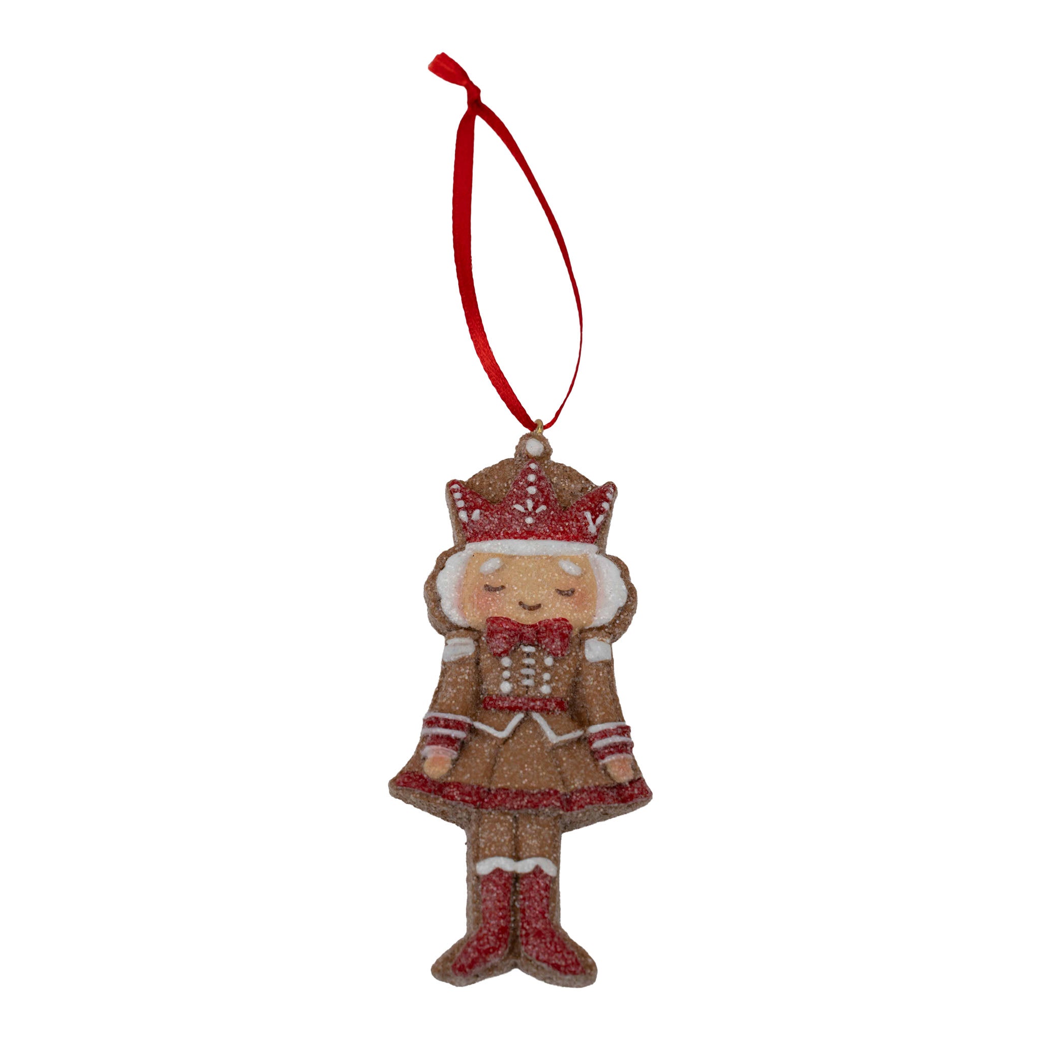 10cm Gingerbread Red White Mrs Nutcracker Hanging - Seasonal Decor