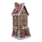 41cm Gingerbread Red White LED Double Story House - Seasonal Decor