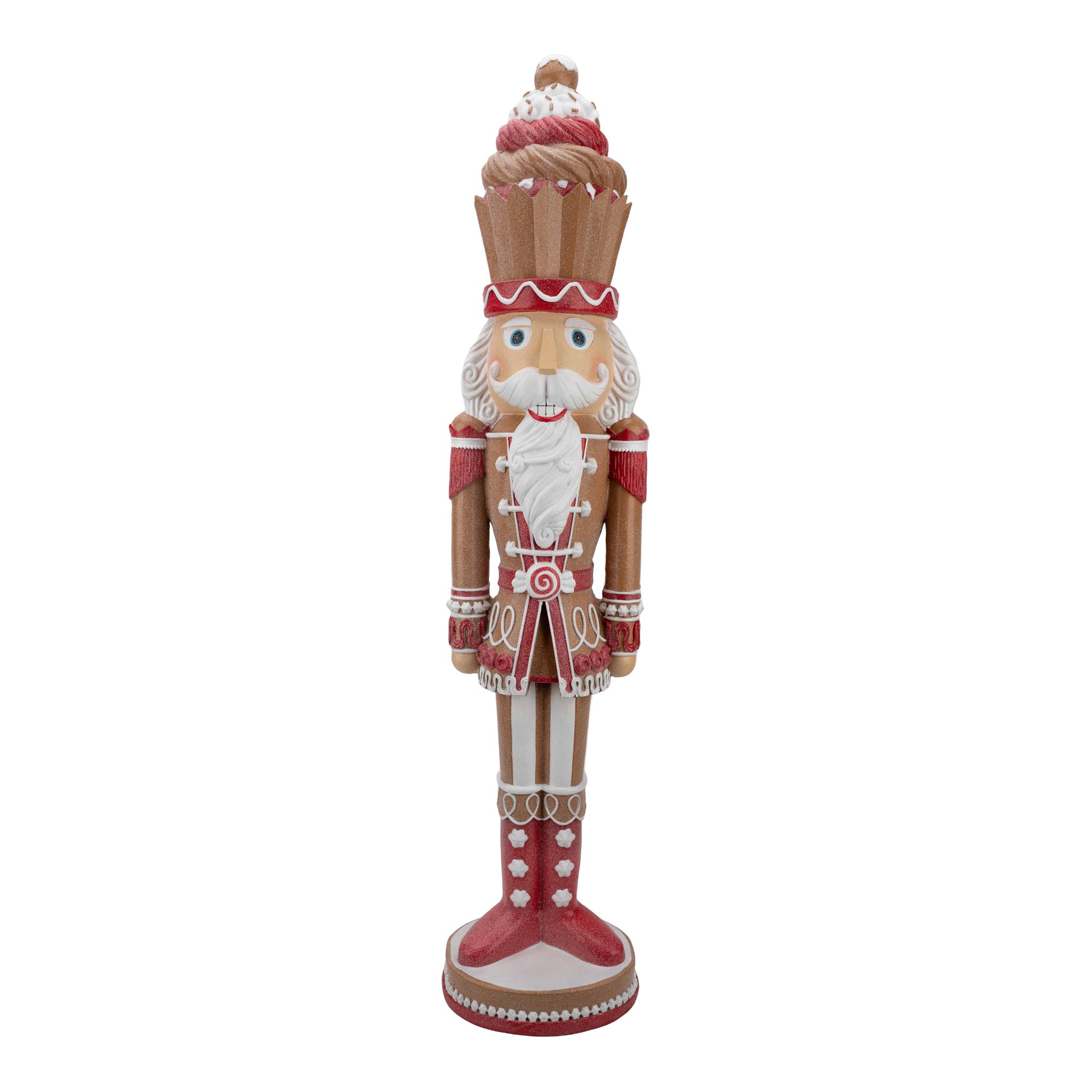 108cm Gingerbread Red White Cup Cake Hat Nutcracker - Seasonal Decor