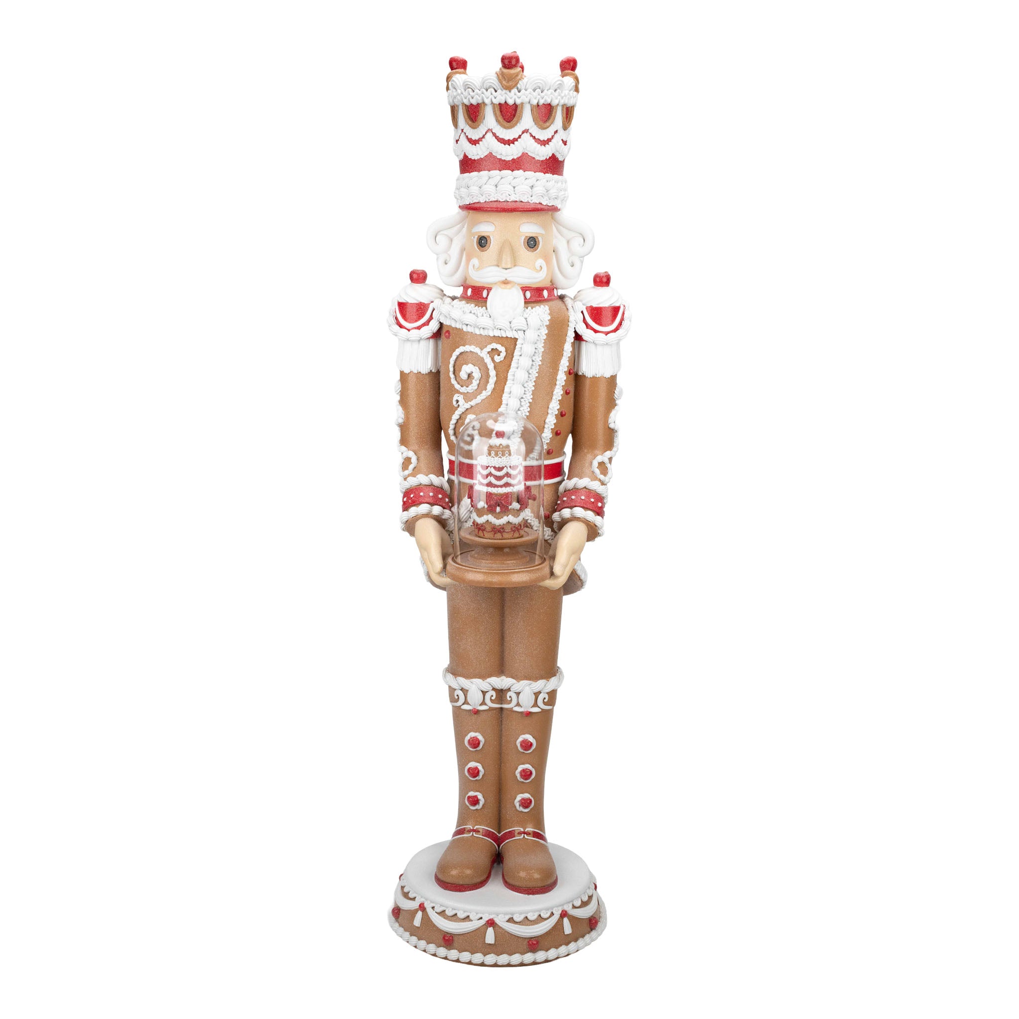 124cm Gingerbread Red White Crowned Nutcracker - Seasonal Decor