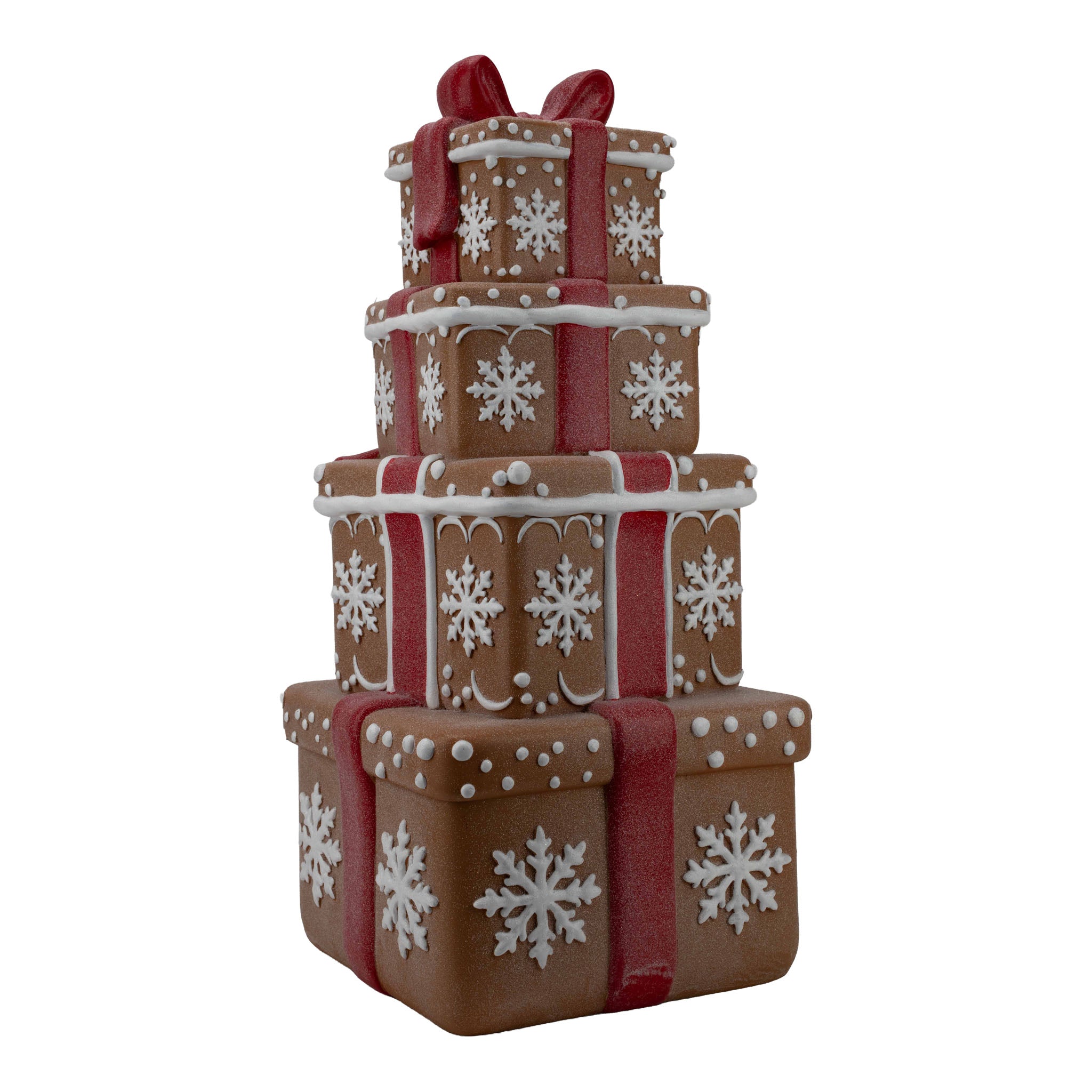 72cm Gingerbread Red White Gift Box Stack - Seasonal Decor