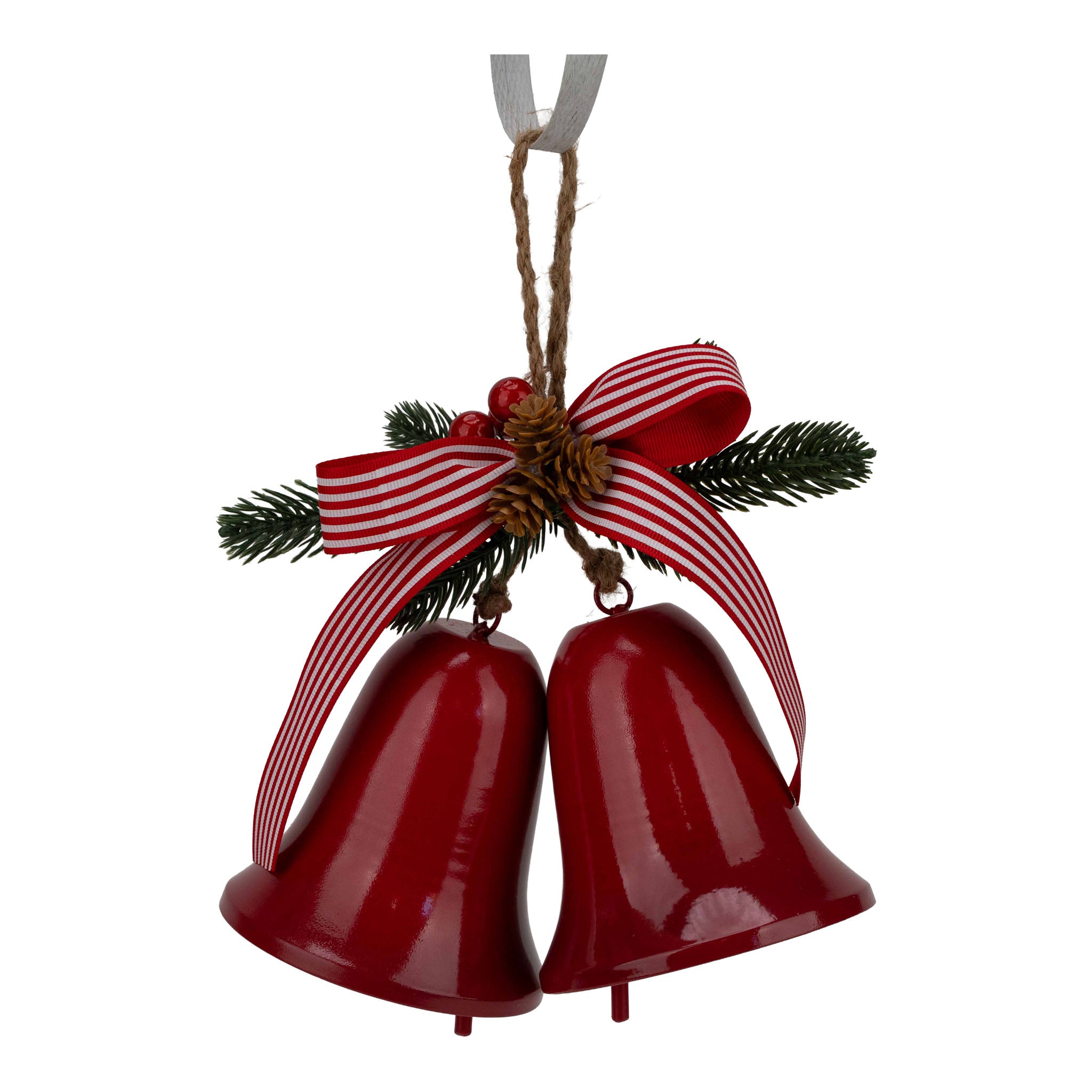 11cm Red Christmas 2 Bell Decor - Seasonal Decor