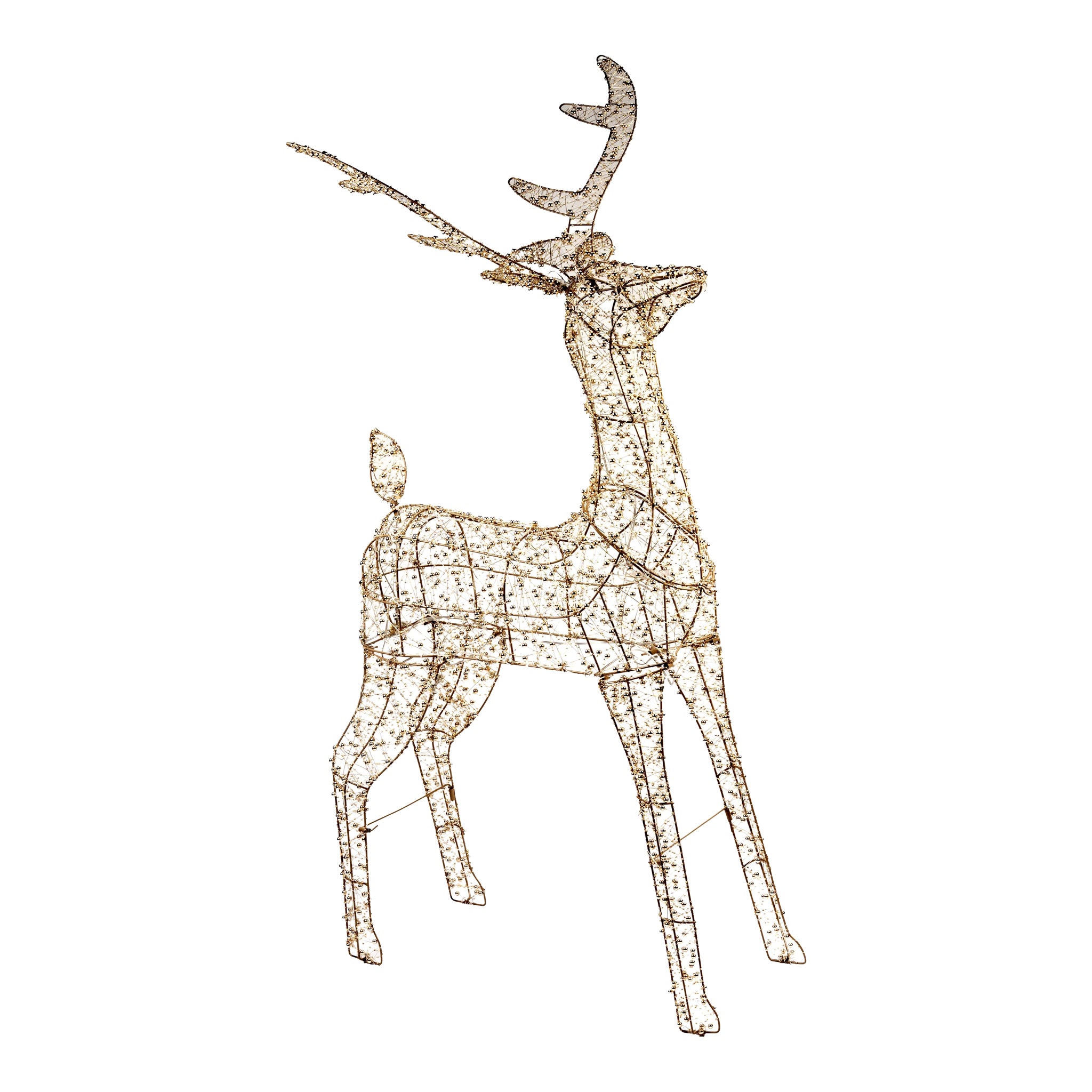 125cm Illuminated Gold Beaded Reindeer 720 LED - Seasonal Decor